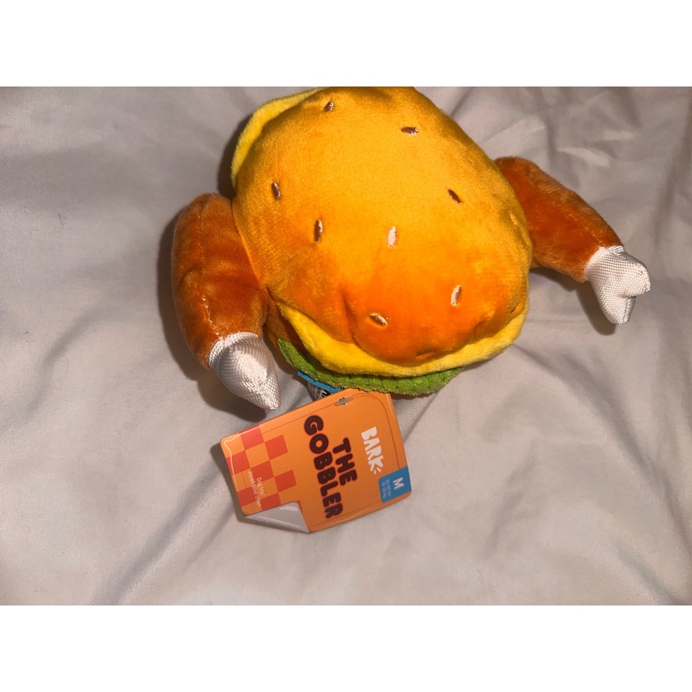 BarkBox The Gobbler Turkey Burger Plush Squeaky Crinkle Medium Dog Toy bark‎